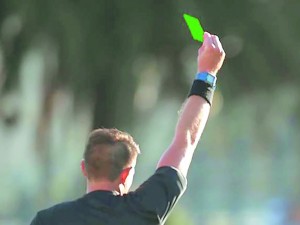 Рефер показа зелен картон